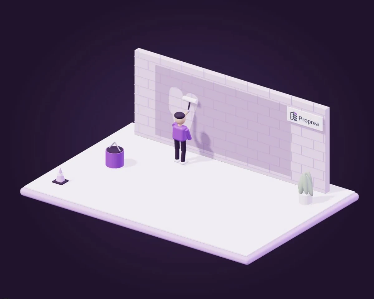 Illustration Proprea : application au rouleau d’une protection sur un mur de maçonnerie nettoyé.